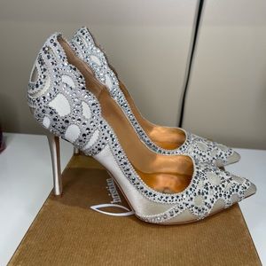Gorgeous studded Ivory Satin shoes used once for a white shoot size 8.5